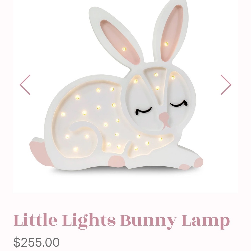 Little Lights Bunny Lamp. Hand made in Poland from pinewood. NWT, in box.